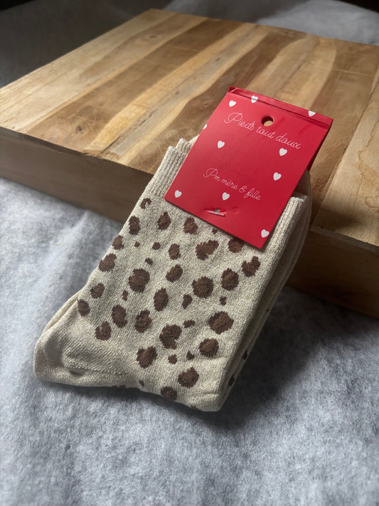 Chaussettes pailletées léopard